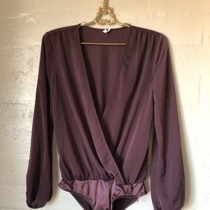 Purple Wrap Top Bodysuit
